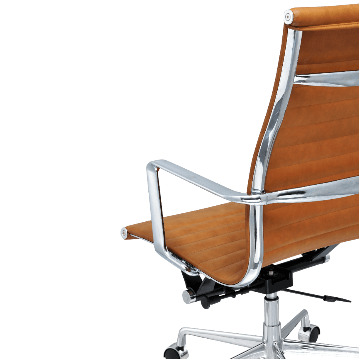 Premium Highback Ribbed Executive Chair Cognac Chrome Frame 10