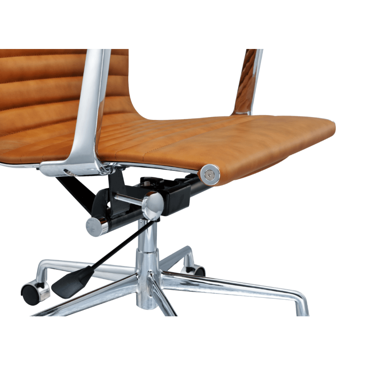 Premium Highback Ribbed Executive Chair Cognac Chrome Frame 11