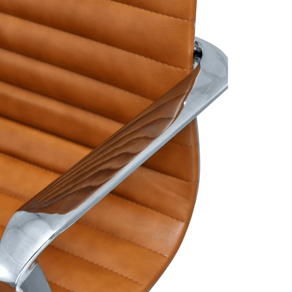 Premium Highback Ribbed Executive Chair Cognac Chrome Frame 12
