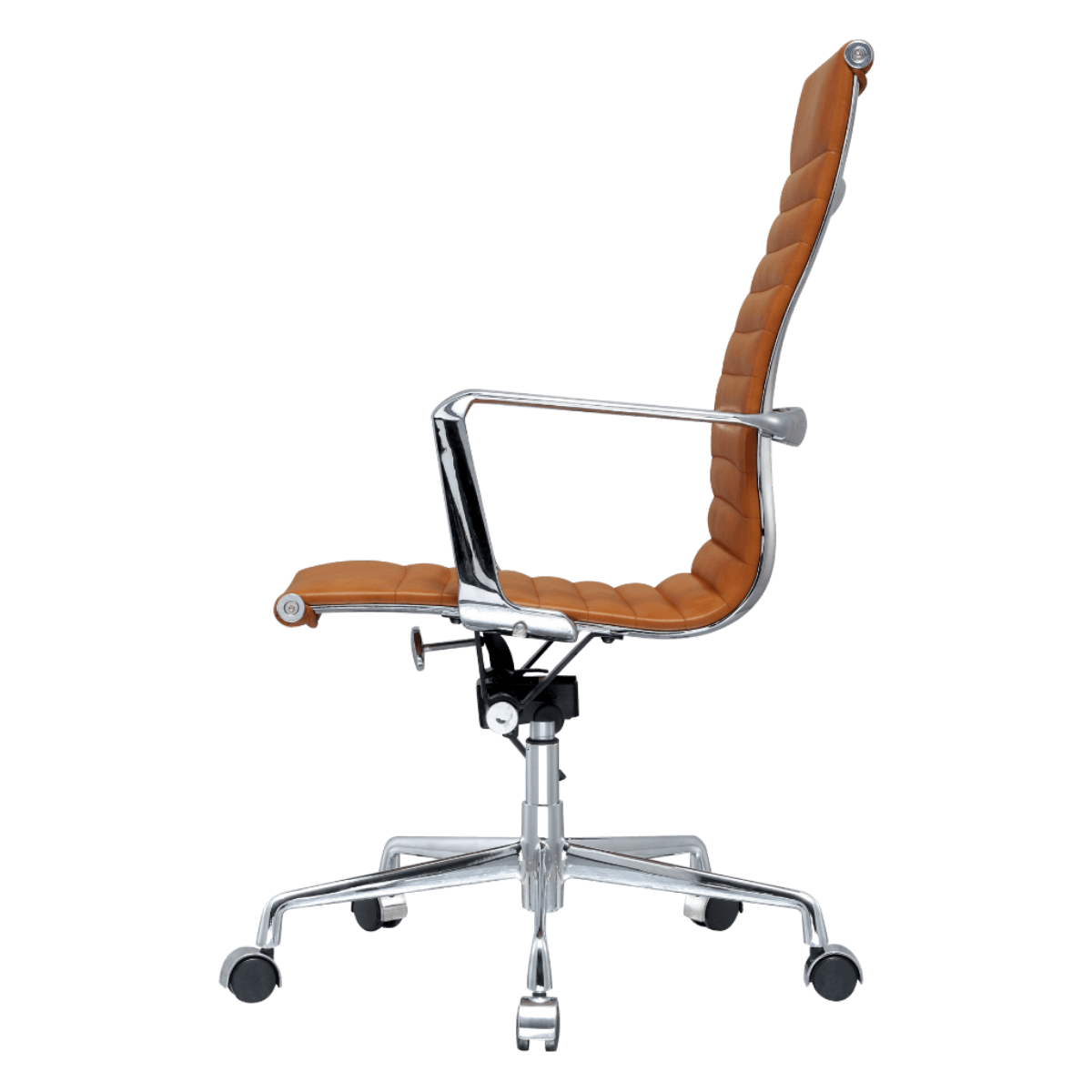Premium Highback Ribbed Executive Chair Cognac Chrome Frame 2