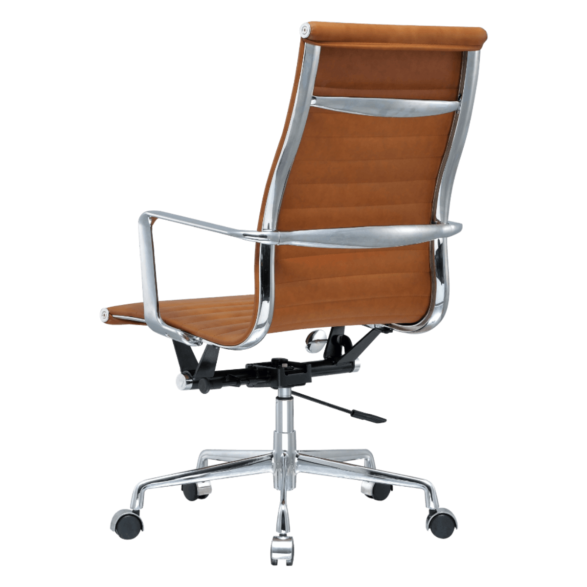 Premium Highback Ribbed Executive Chair Cognac Chrome Frame 3