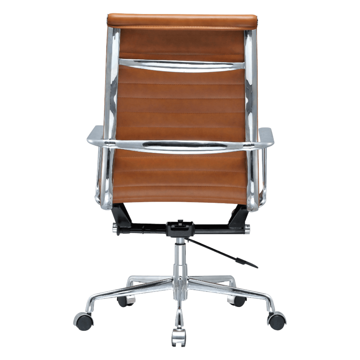 Premium Highback Ribbed Executive Chair Cognac Chrome Frame 5