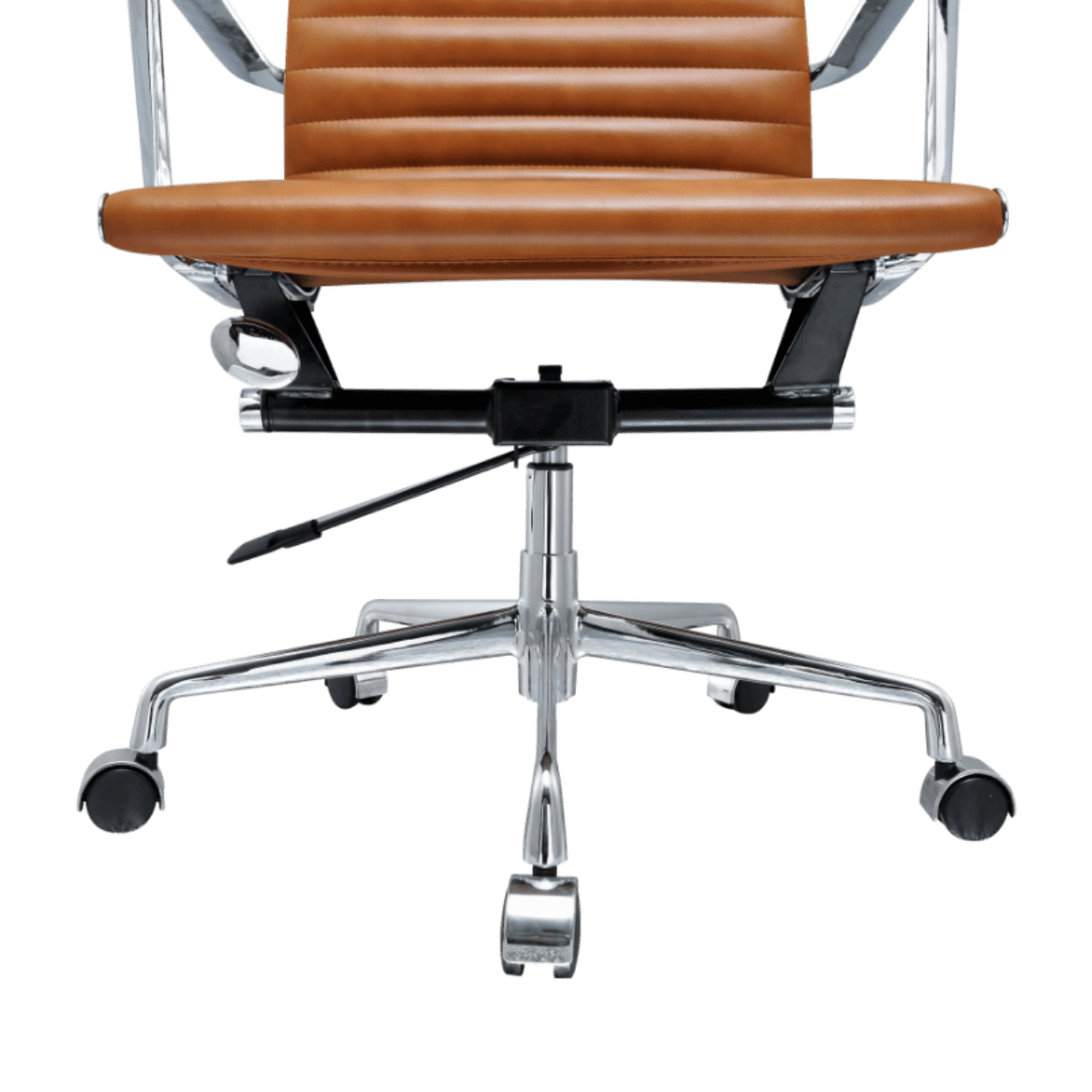 Premium Highback Ribbed Executive Chair Cognac Chrome Frame 6