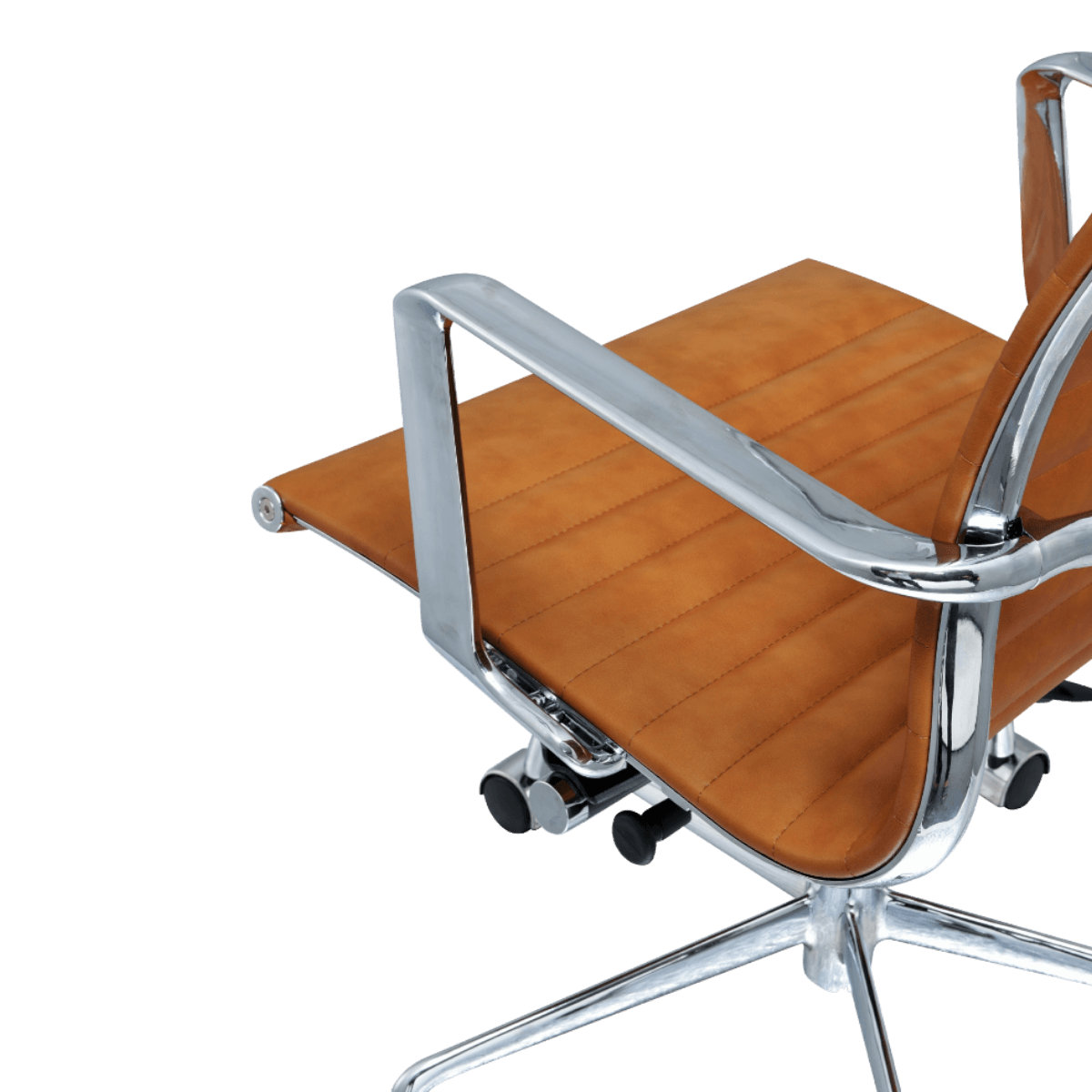 Premium Highback Ribbed Executive Chair Cognac Chrome Frame 7