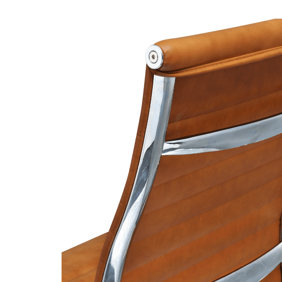 Premium Highback Ribbed Executive Chair Cognac Chrome Frame 9