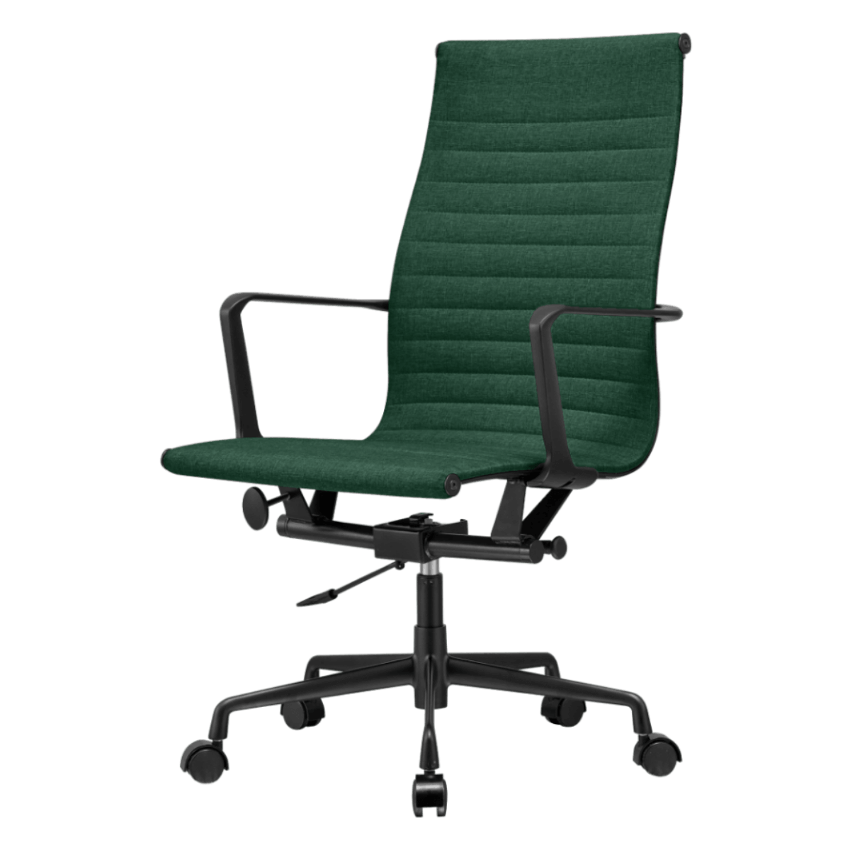 Silla Ejecutiva Premium Highback Acanalada Lino Verde Estructura Negra