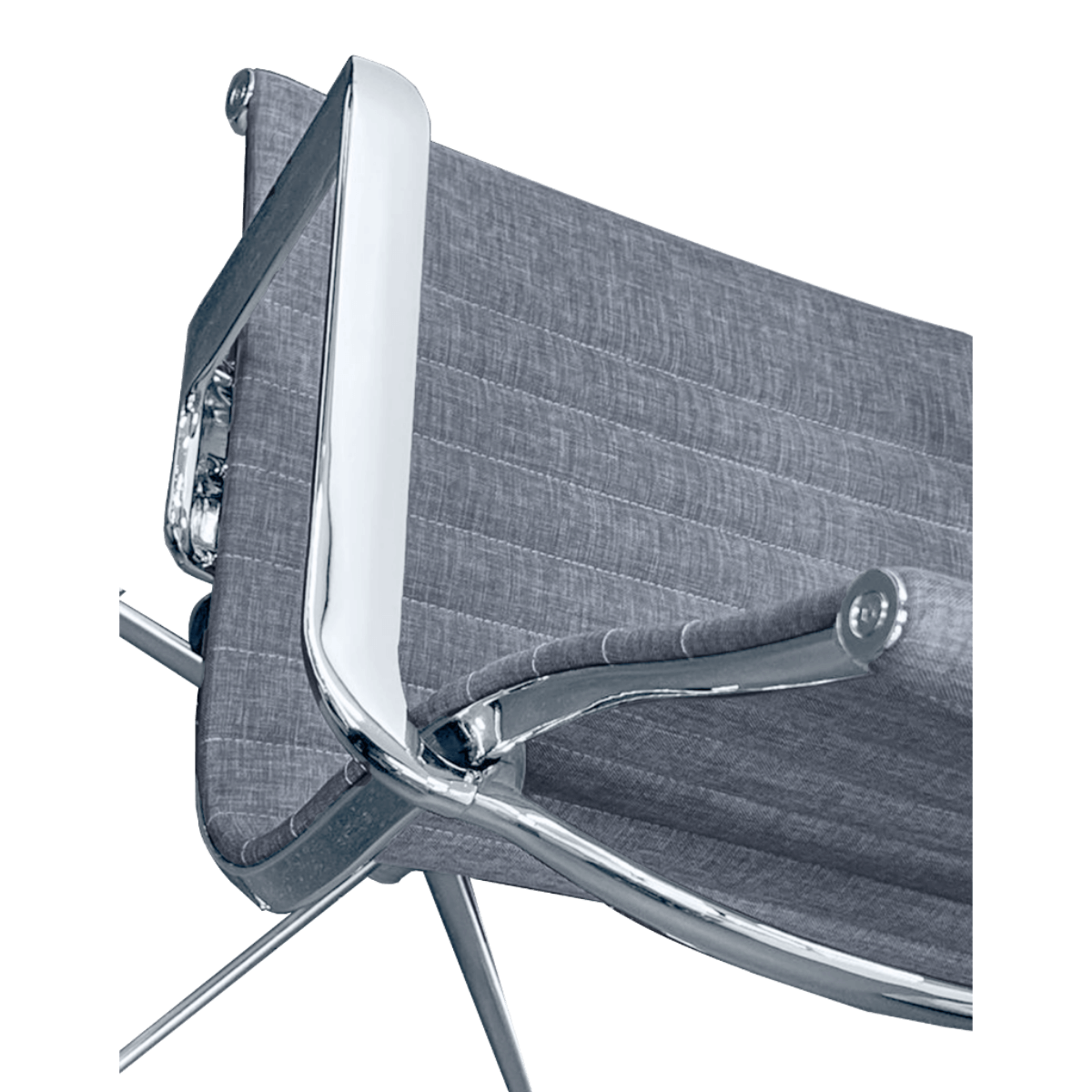 Premium Highback Ribbed Executive Chair Grey Linen Chrome Frame 11