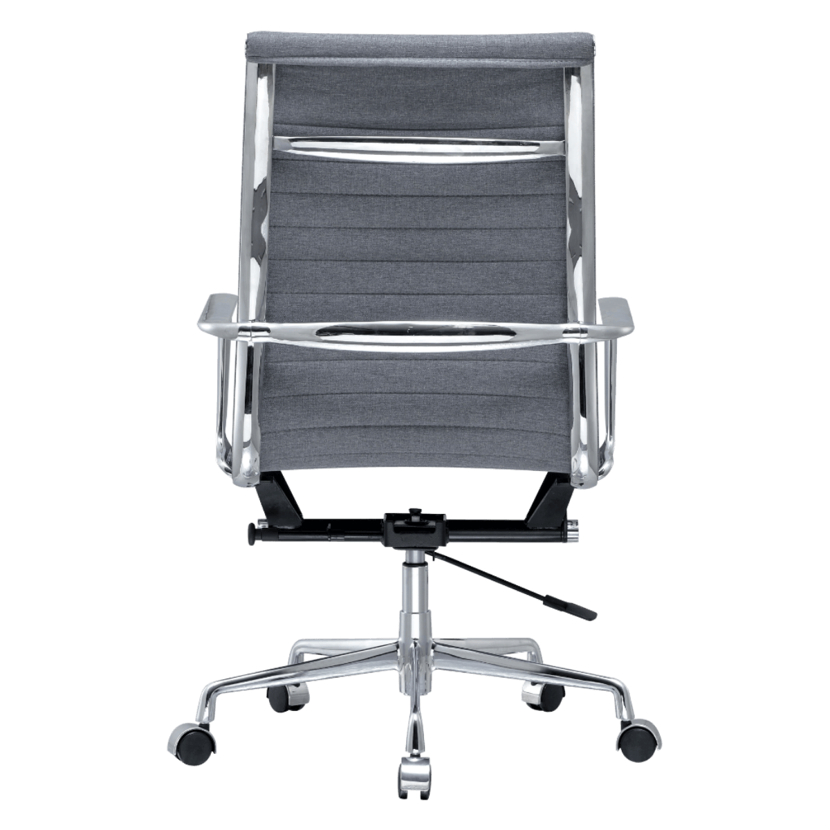 Premium Highback Ribbed Executive Chair Grey Linen Chrome Frame 2