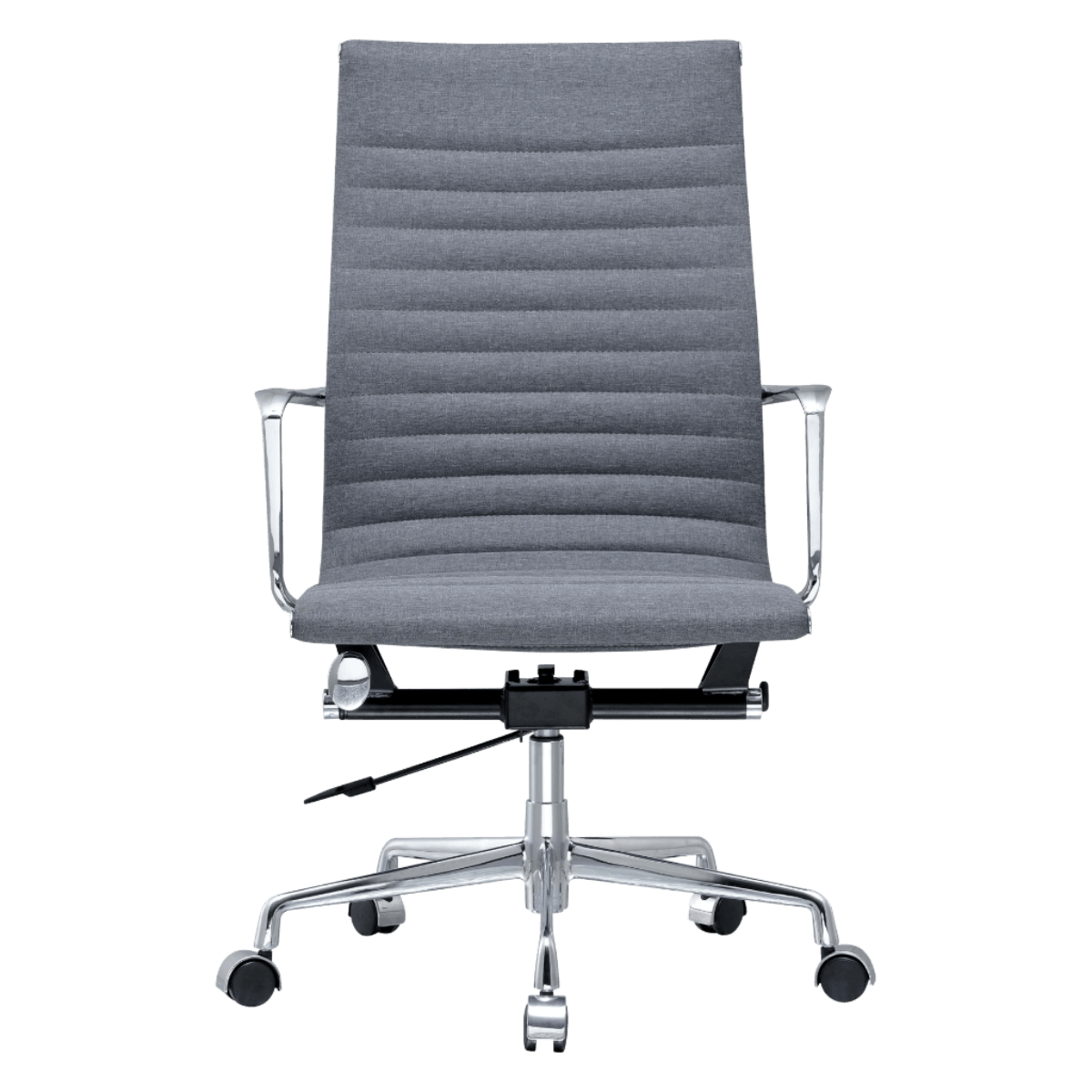 Premium Highback Ribbed Executive Chair Grey Linen Chrome Frame 4