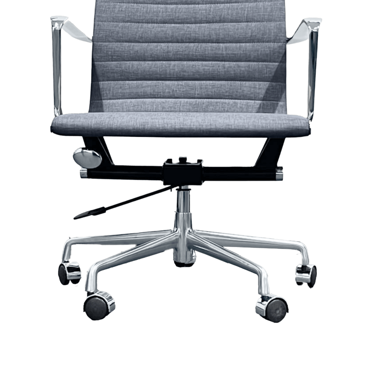 Premium Highback Ribbed Executive Chair Grey Linen Chrome Frame 7