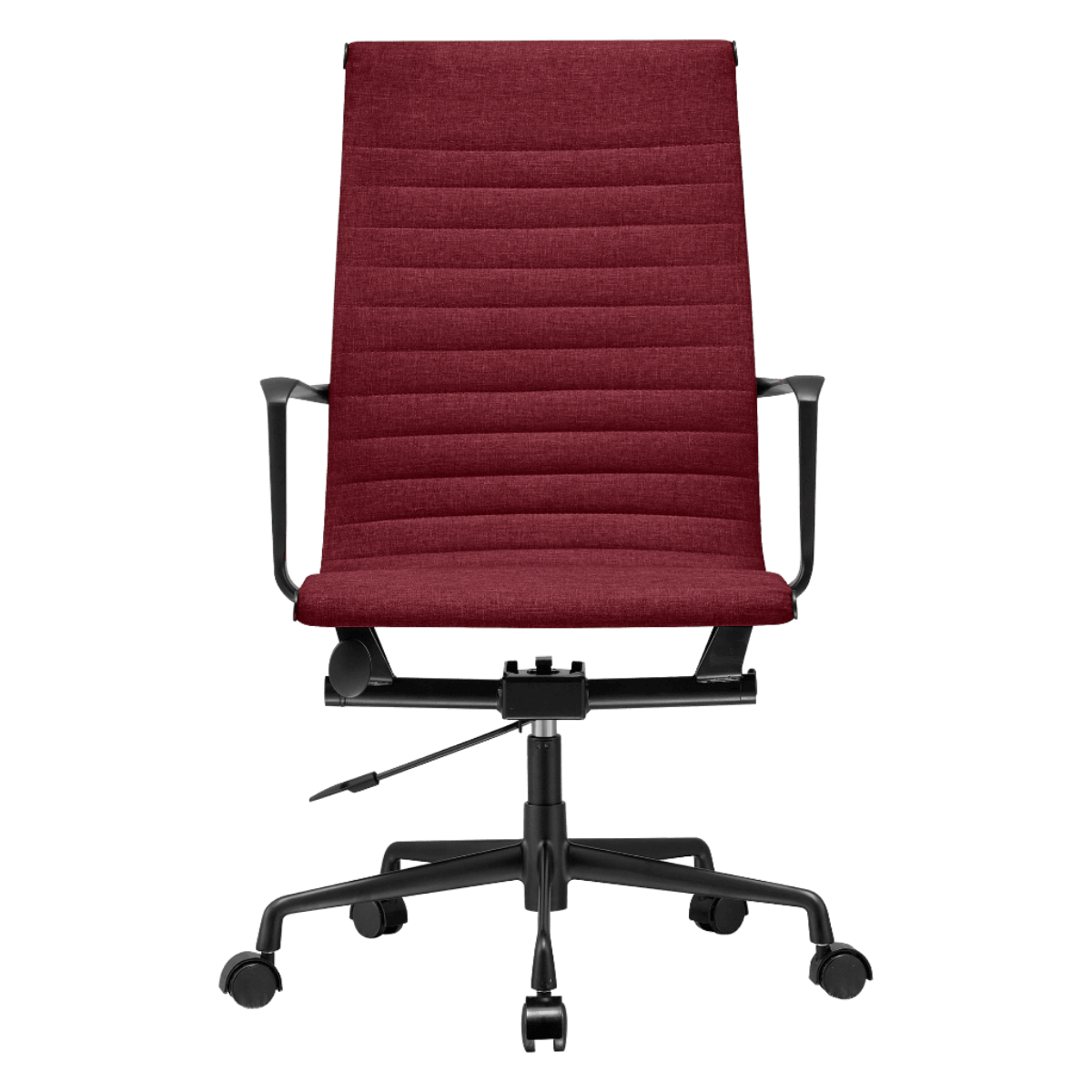Premium Highback Ribbed Executive Chair Red Linen Black Frame 3