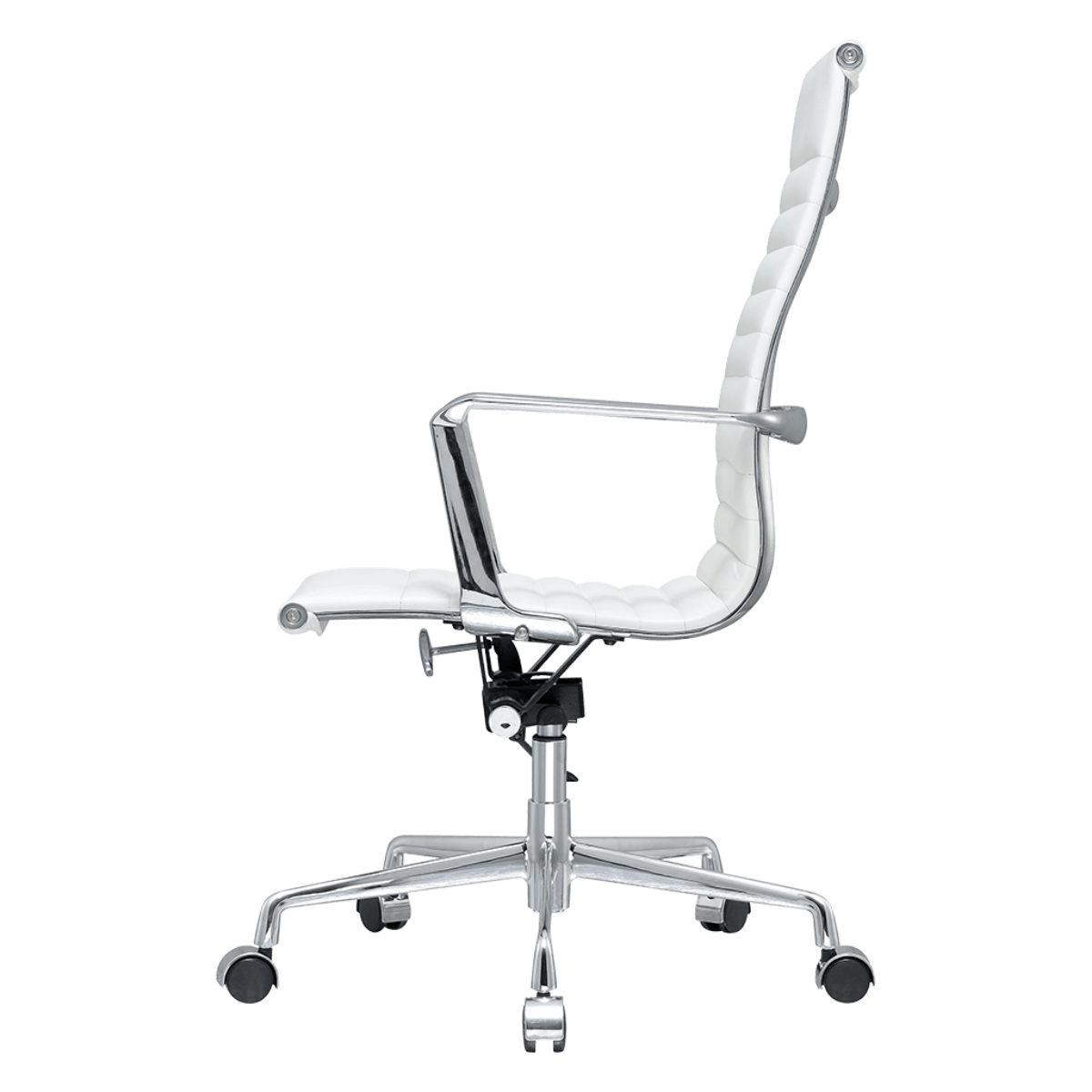 Silla Ejecutiva Premium Highback Acanalada Piel Blanca Estructura Cromada 2