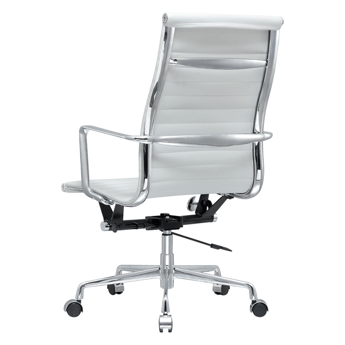 Silla Ejecutiva Premium Highback Acanalada Piel Blanca Estructura Cromada 3