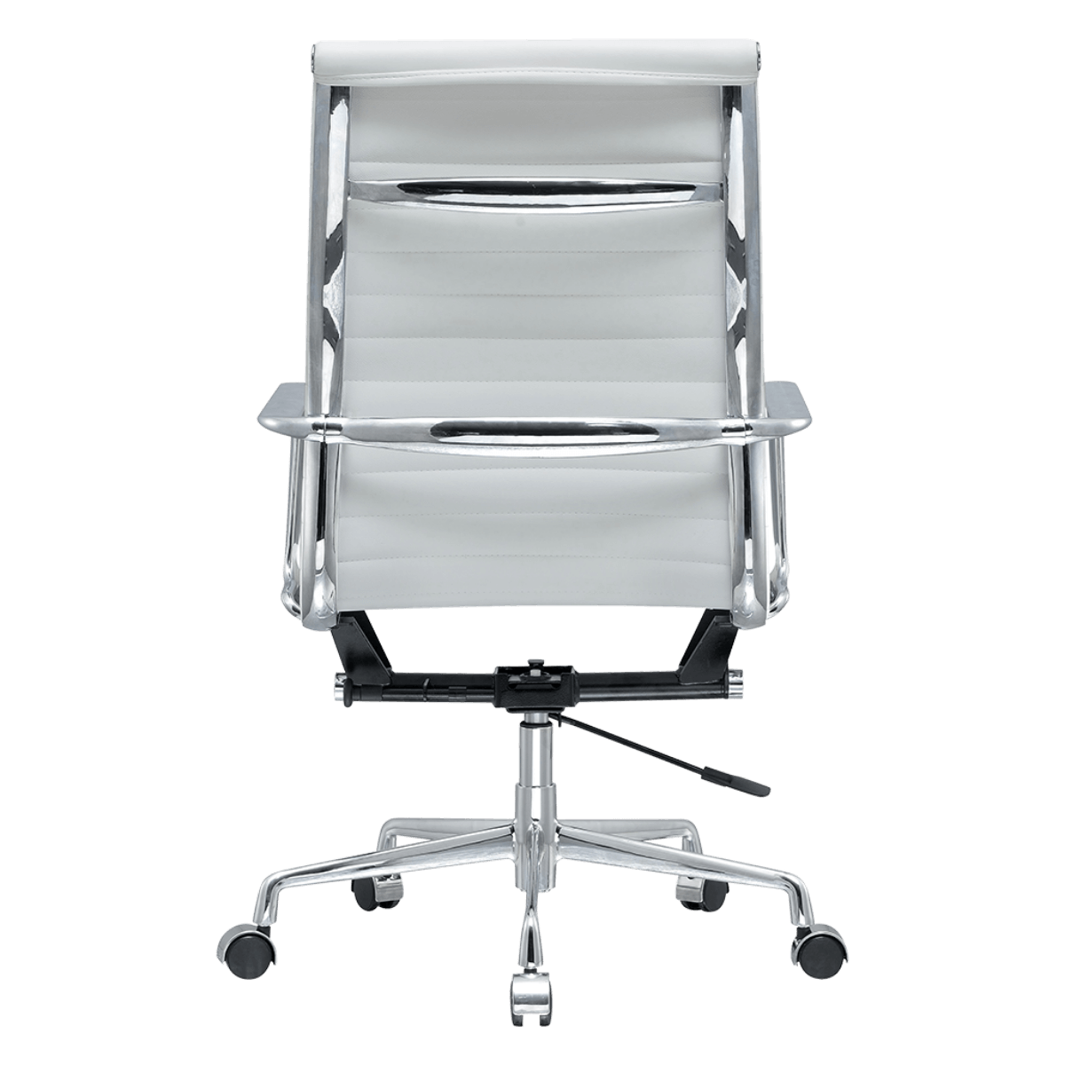Silla Ejecutiva Premium Highback Acanalada Piel Blanca Estructura Cromada 4