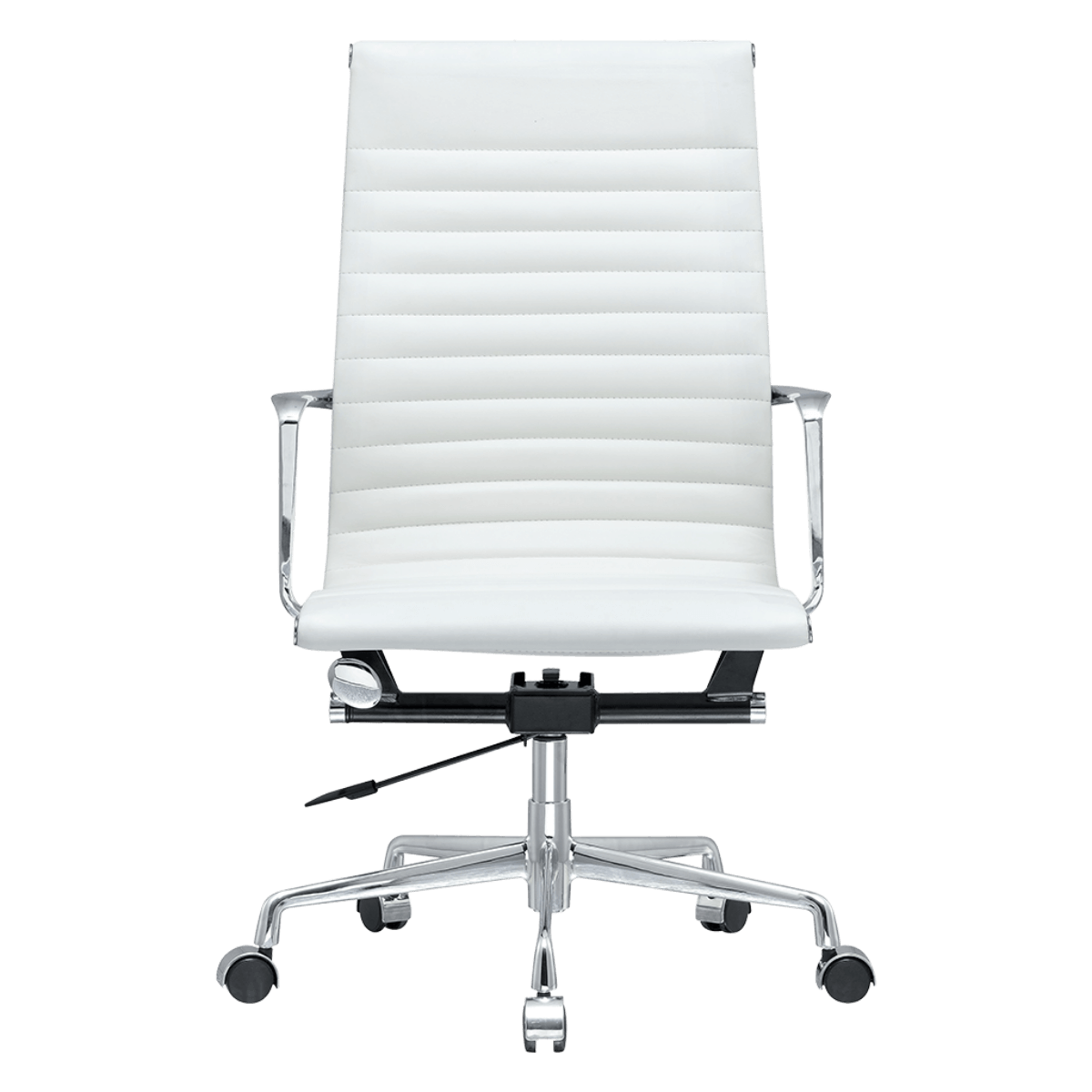 Silla Ejecutiva Premium Highback Acanalada Piel Blanca Estructura Cromada 5