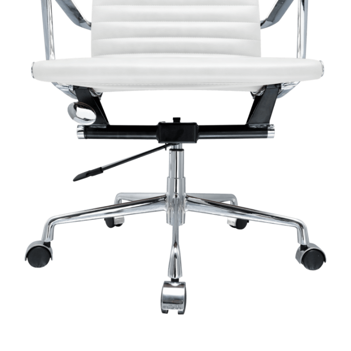 Silla Ejecutiva Premium Highback Acanalada Piel Blanca Estructura Cromada 6