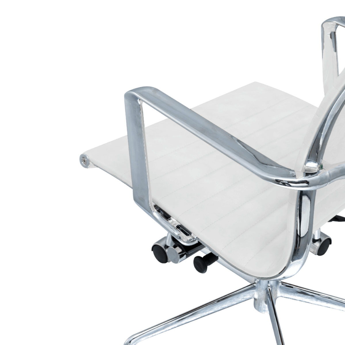 Silla Ejecutiva Premium Highback Acanalada Piel Blanca Estructura Cromada 7