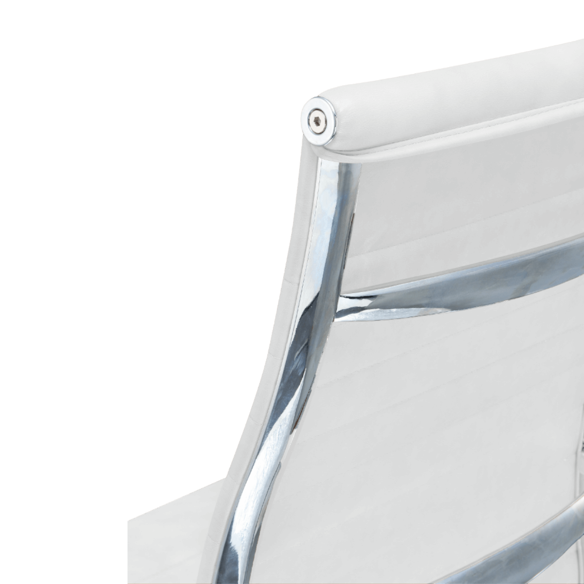 Silla Ejecutiva Premium Highback Acanalada Piel Blanca Estructura Cromada 8