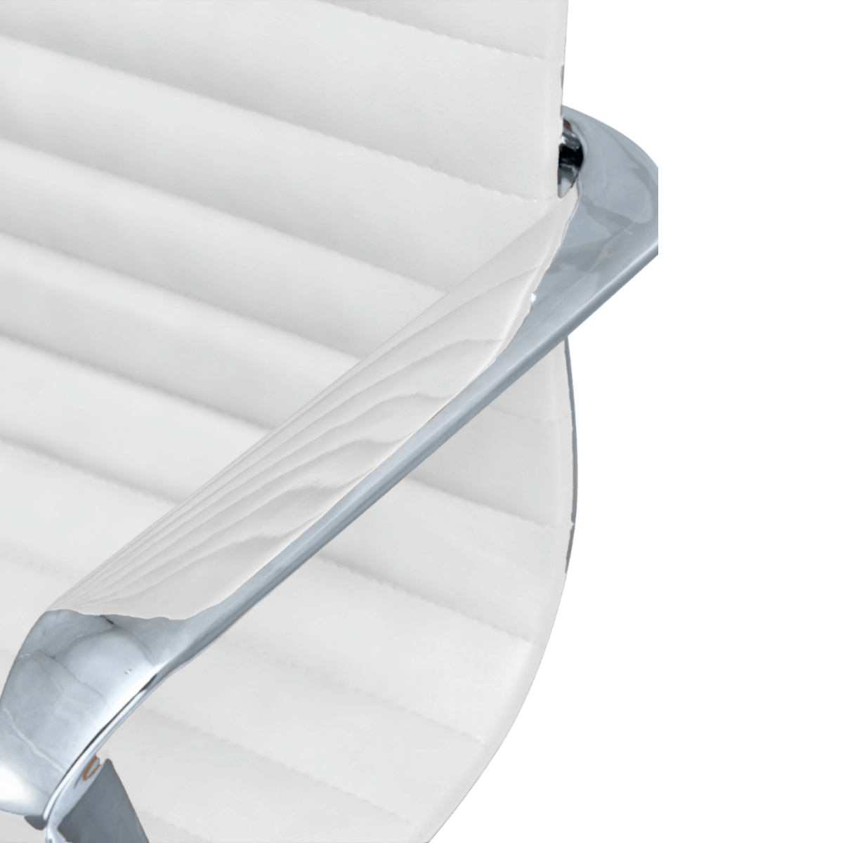 Silla Ejecutiva Premium Highback Acanalada Piel Blanca Estructura Cromada 9