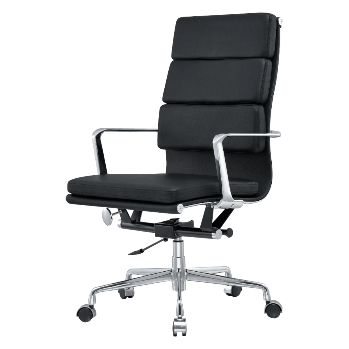 Premium Highback Softpadded Executive Chair Black Leather Chrome Frame