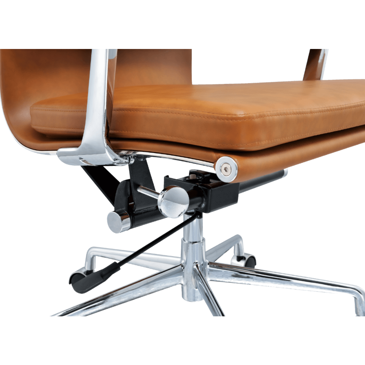 Premium Highback Softpadded Executive Chair Cognac Leather Chrome Frame 7