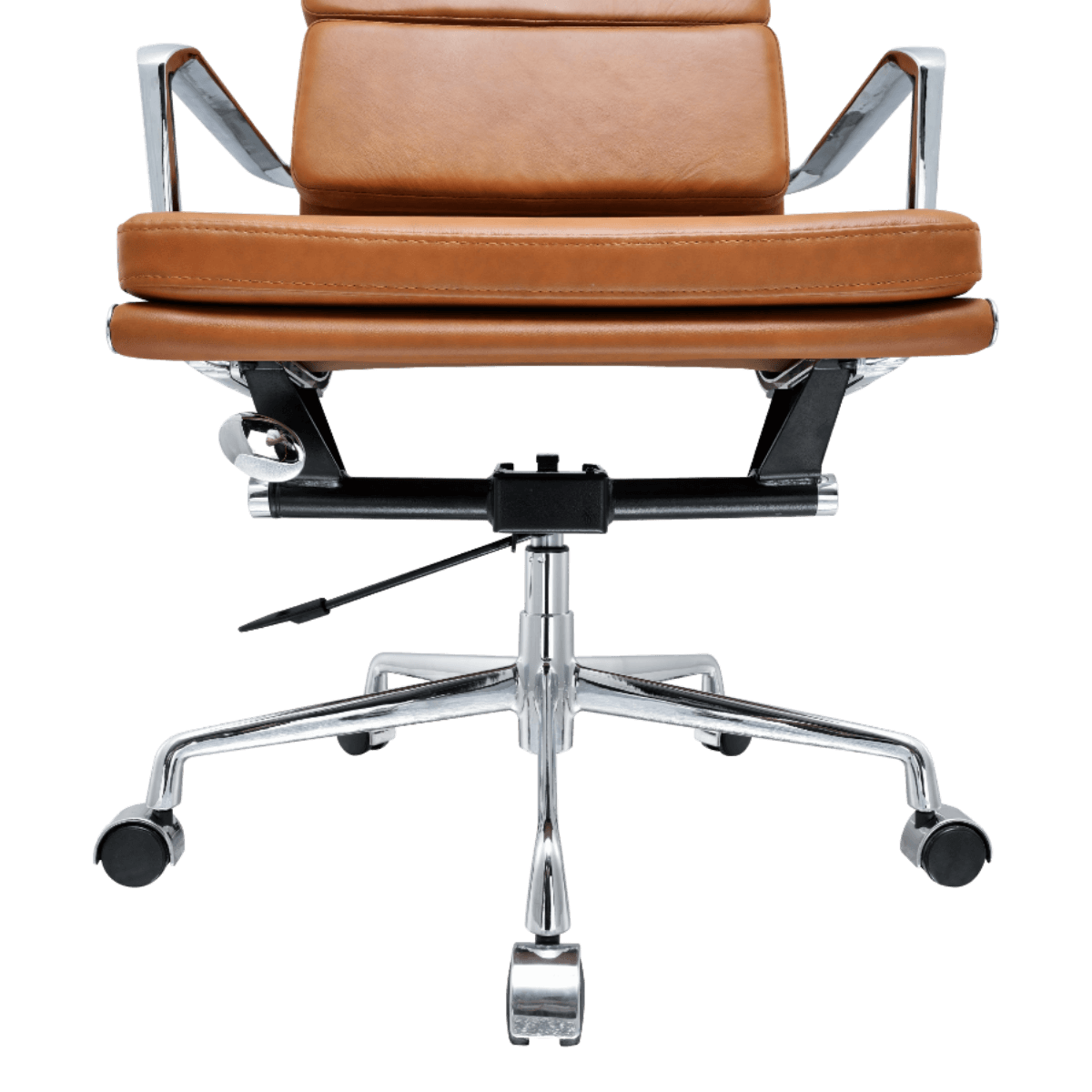 Premium Highback Softpadded Executive Chair Cognac Leather Chrome Frame 8