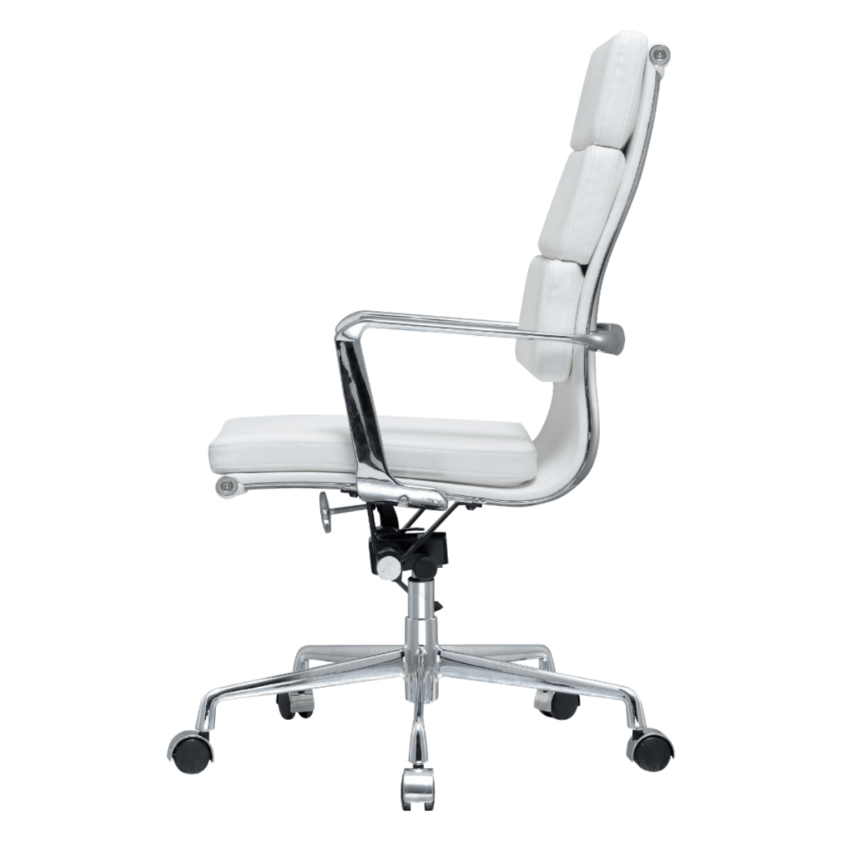Premium Highback Softpadded Executive Chair White Leather Chrome Frame 2