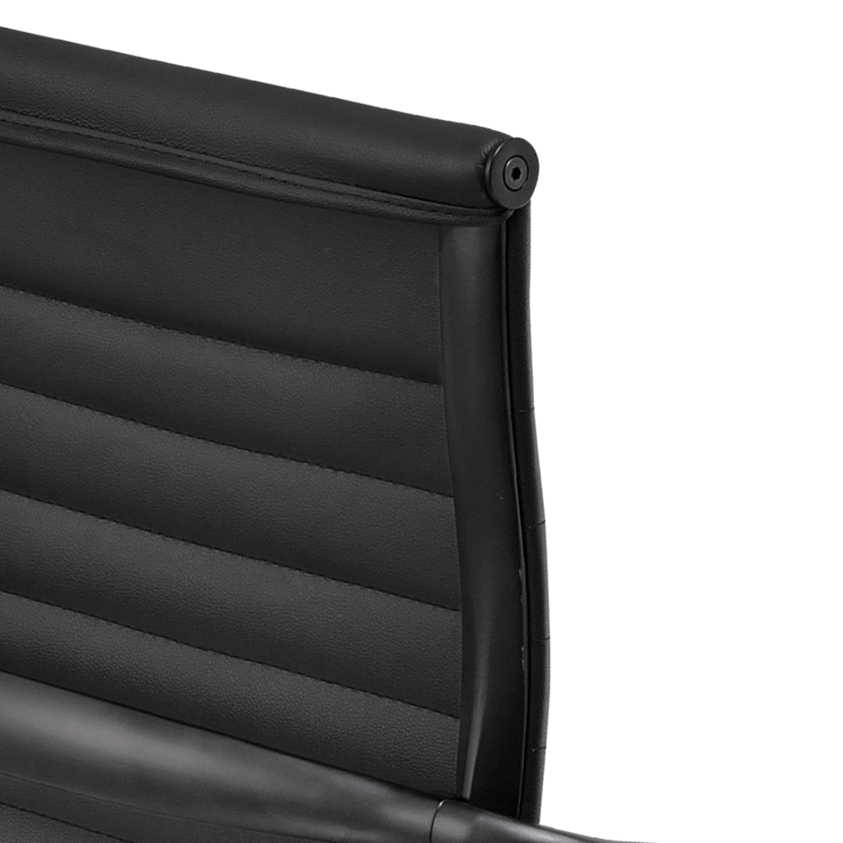 Premium Lowback Ribbed Office Chair Schwarzes Leder Schwarzes Gestell 10