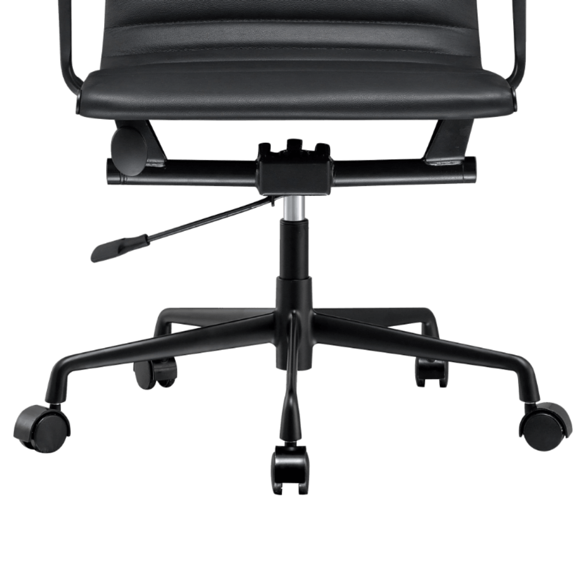 Premium Lowback Ribbed Office Chair Schwarzes Leder Schwarzes Gestell 7