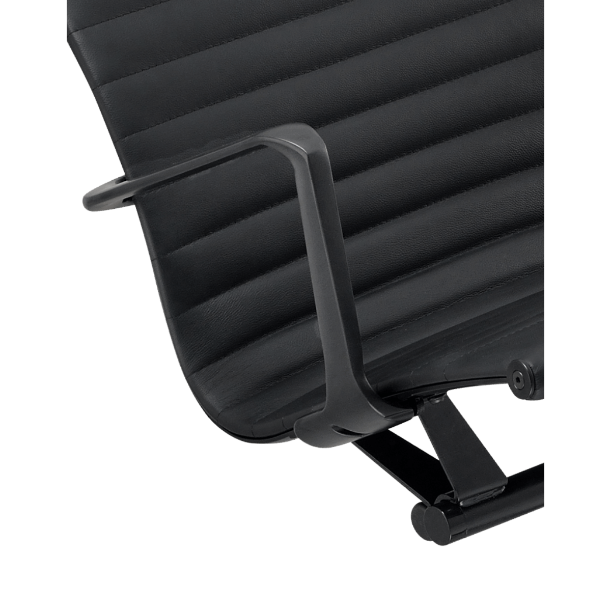Premium Lowback Ribbed Office Chair Schwarzes Leder Schwarzes Gestell 8