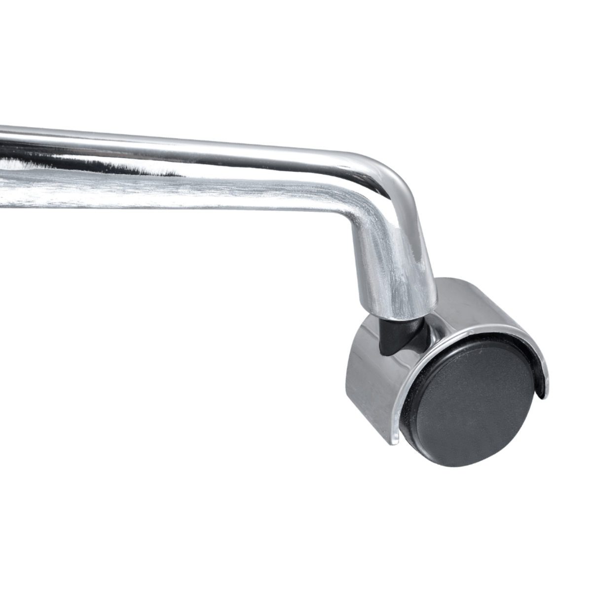 Silla de oficina Premium respaldo bajo acanalado Piel negra Estructura cromada 9