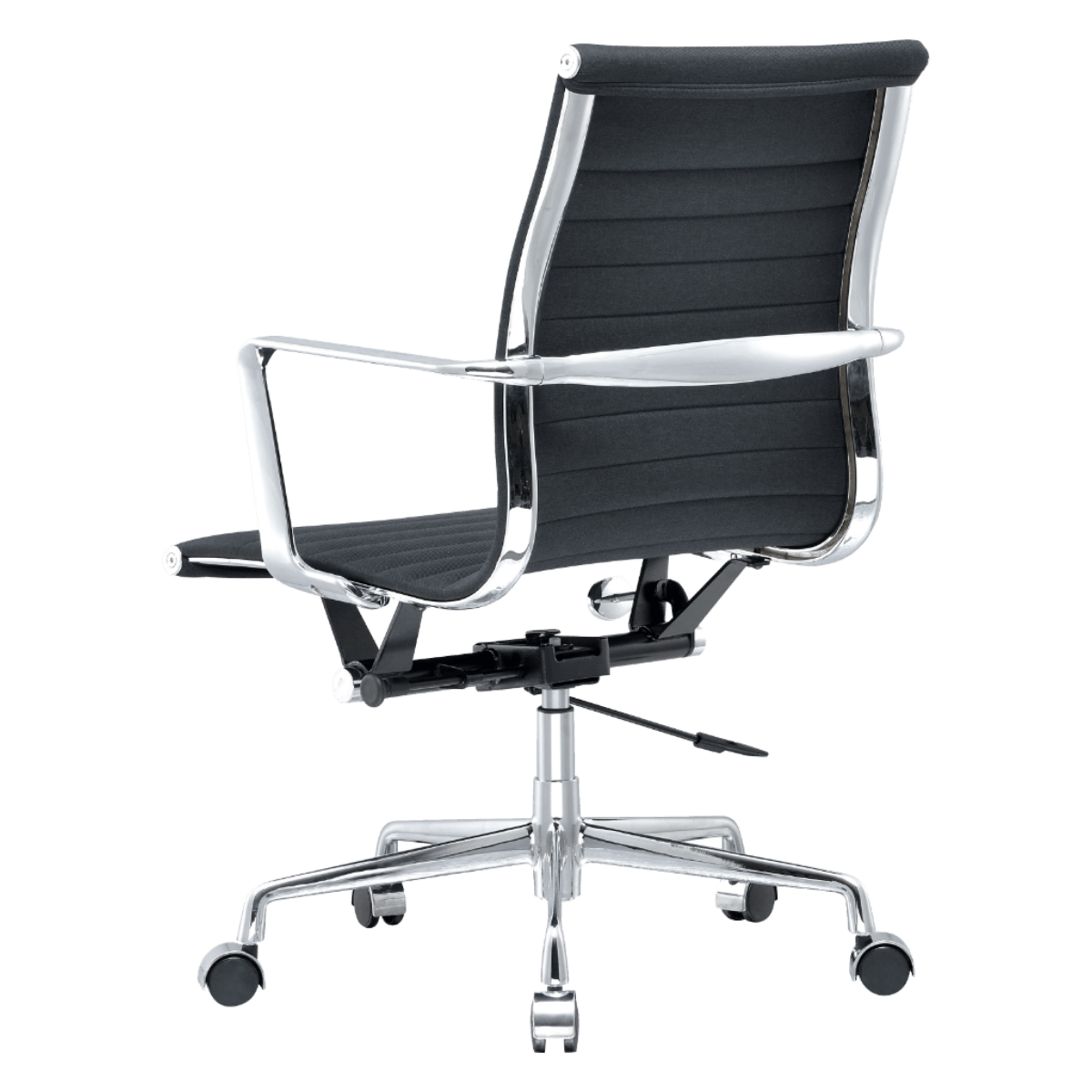 Premium Lowback Ribbed Office Chair Black Linen Chrome Frame 3