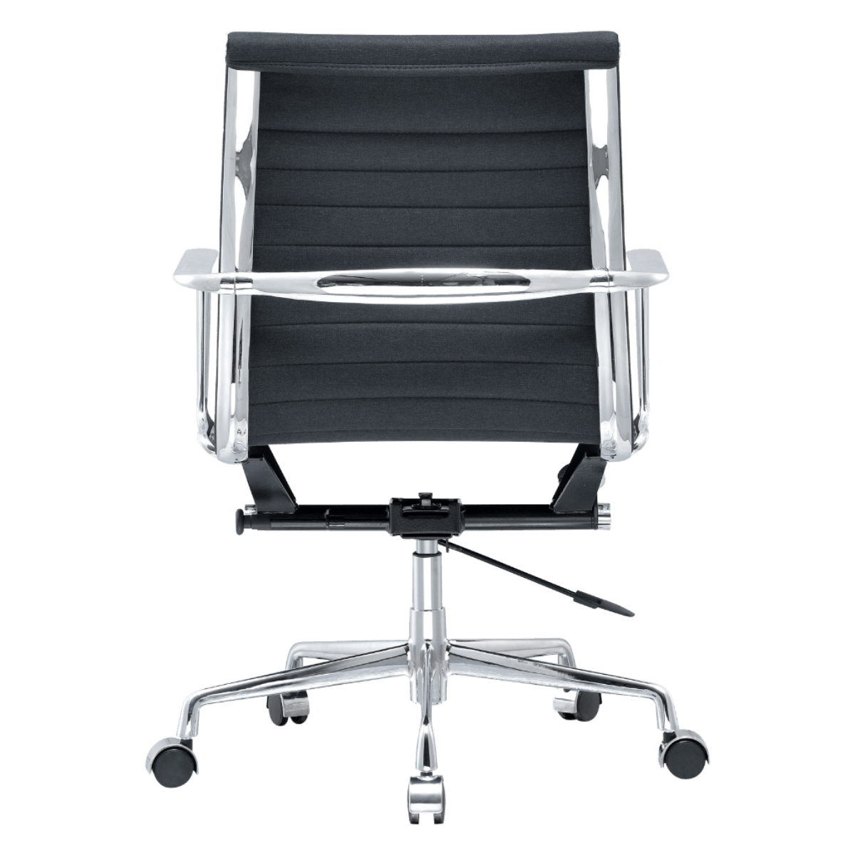 Premium Lowback Ribbed Office Chair Black Linen Chrome Frame 4