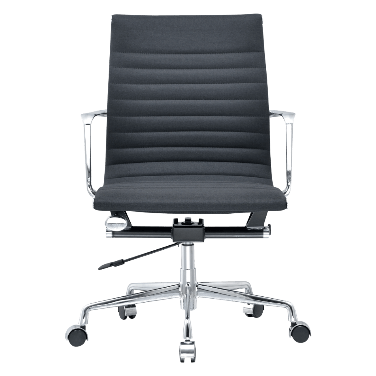 Premium Lowback Ribbed Office Chair Black Linen Chrome Frame 5