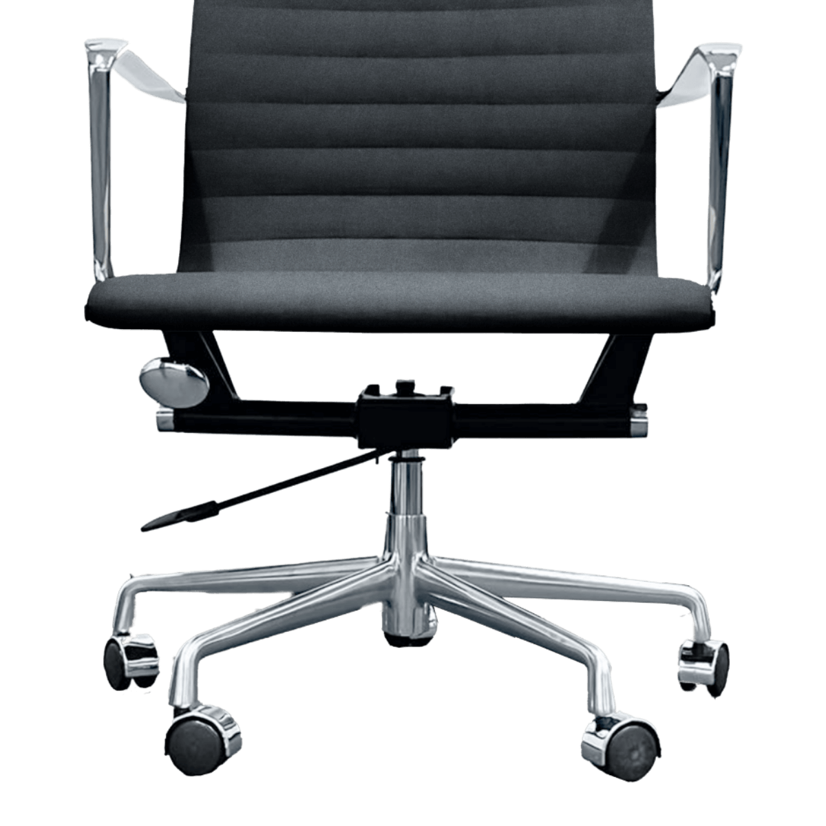 Premium Lowback Ribbed Office Chair Black Linen Chrome Frame 7