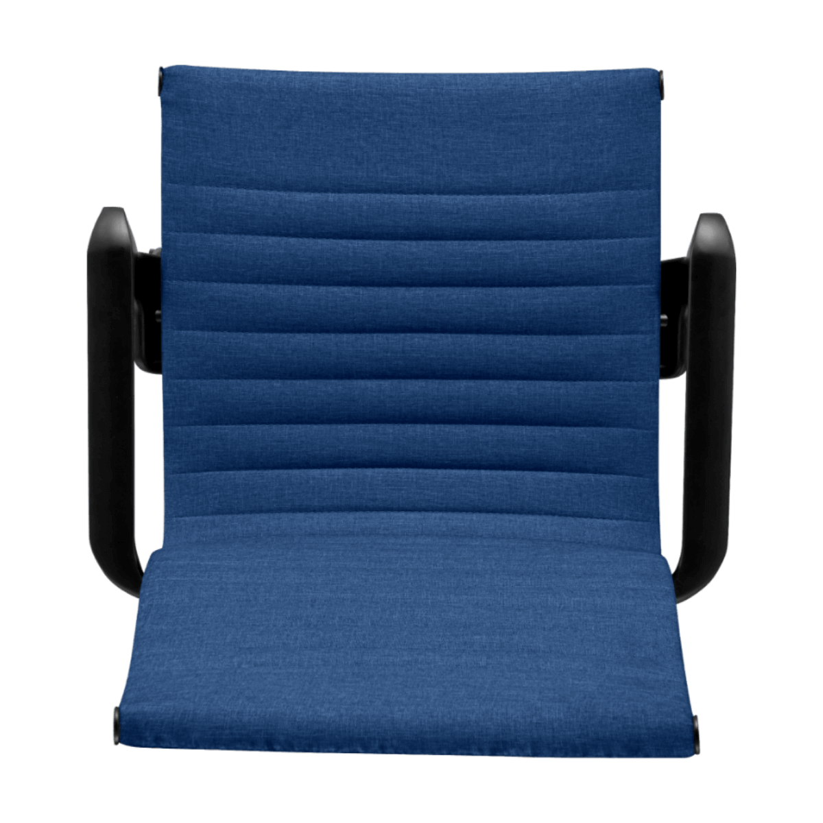 Silla de oficina Premium respaldo bajo acanalado Lino azul Estructura negra 6
