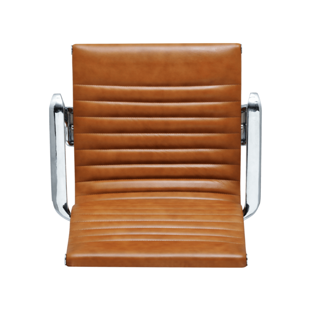 Premium Lowback Ribbed Office Chair Cognac Chrome Frame 11