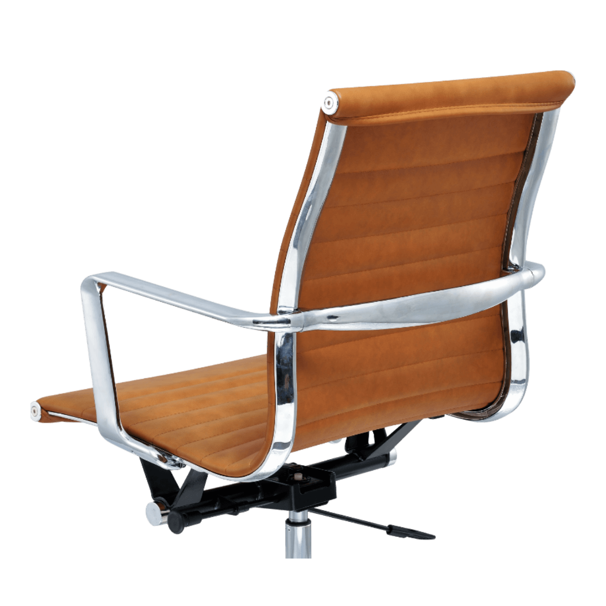 Premium Lowback Ribbed Office Chair Cognac Chrome Frame 12