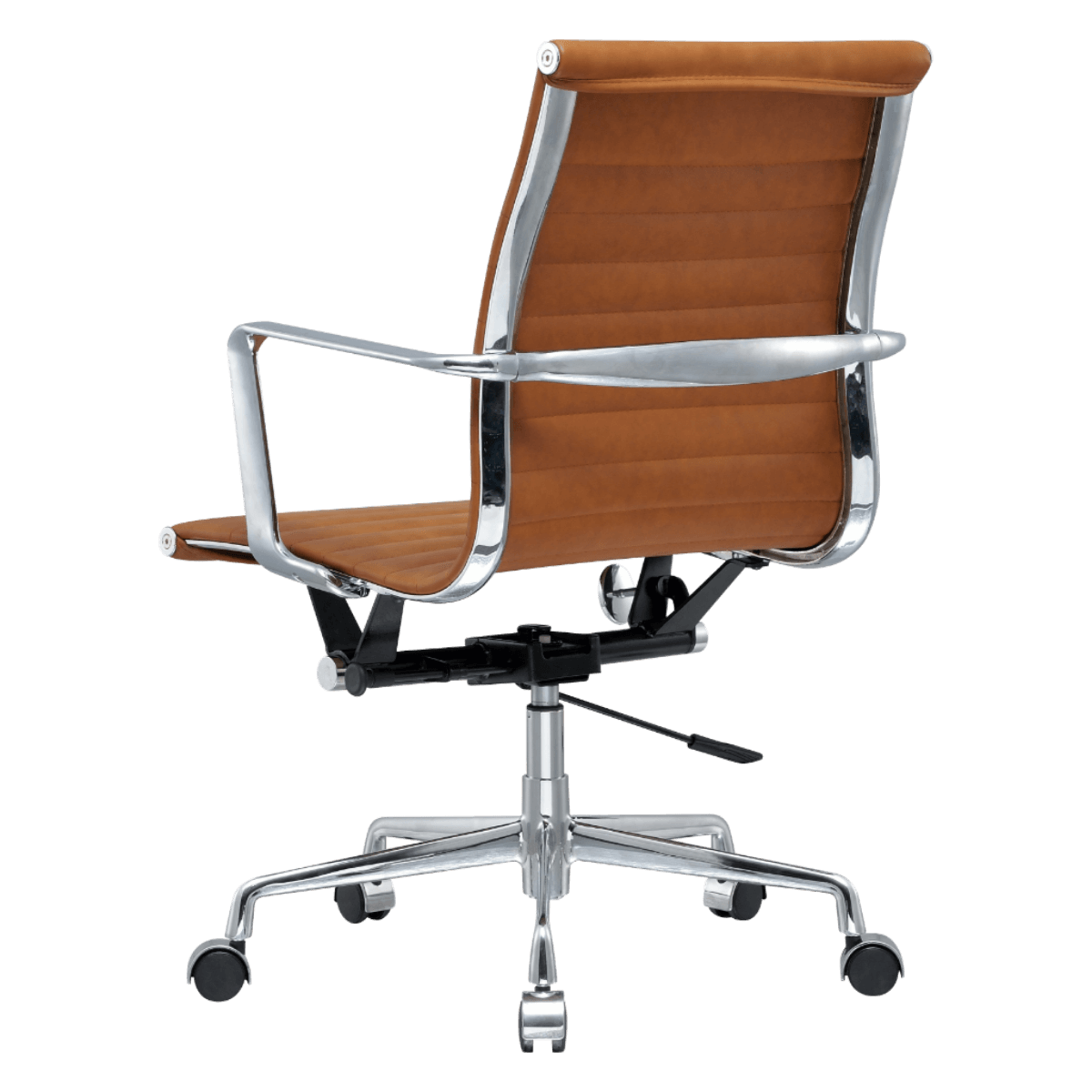 Premium Lowback Ribbed Office Chair Cognac Chrome Frame 4