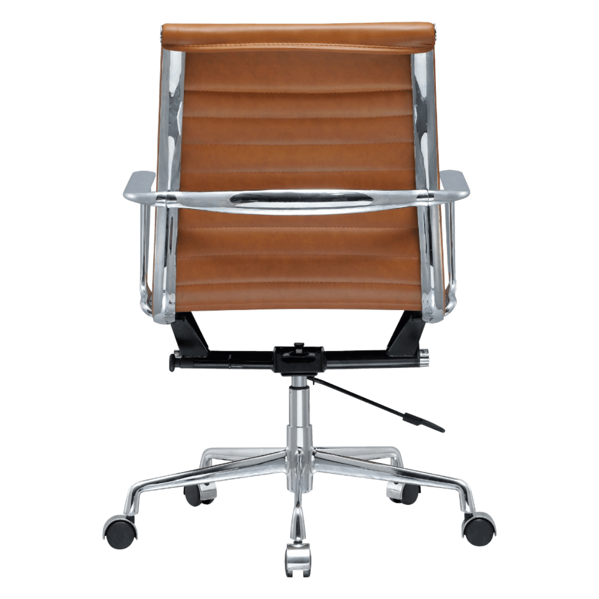 Premium Lowback Ribbed Office Chair Cognac Chrome Frame 5