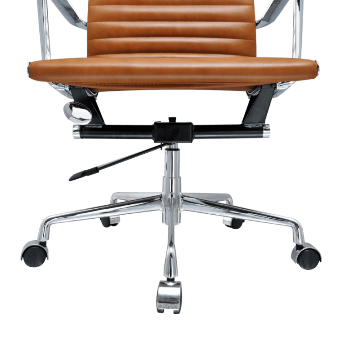 Premium Lowback Ribbed Office Chair Cognac Chrome Frame 7
