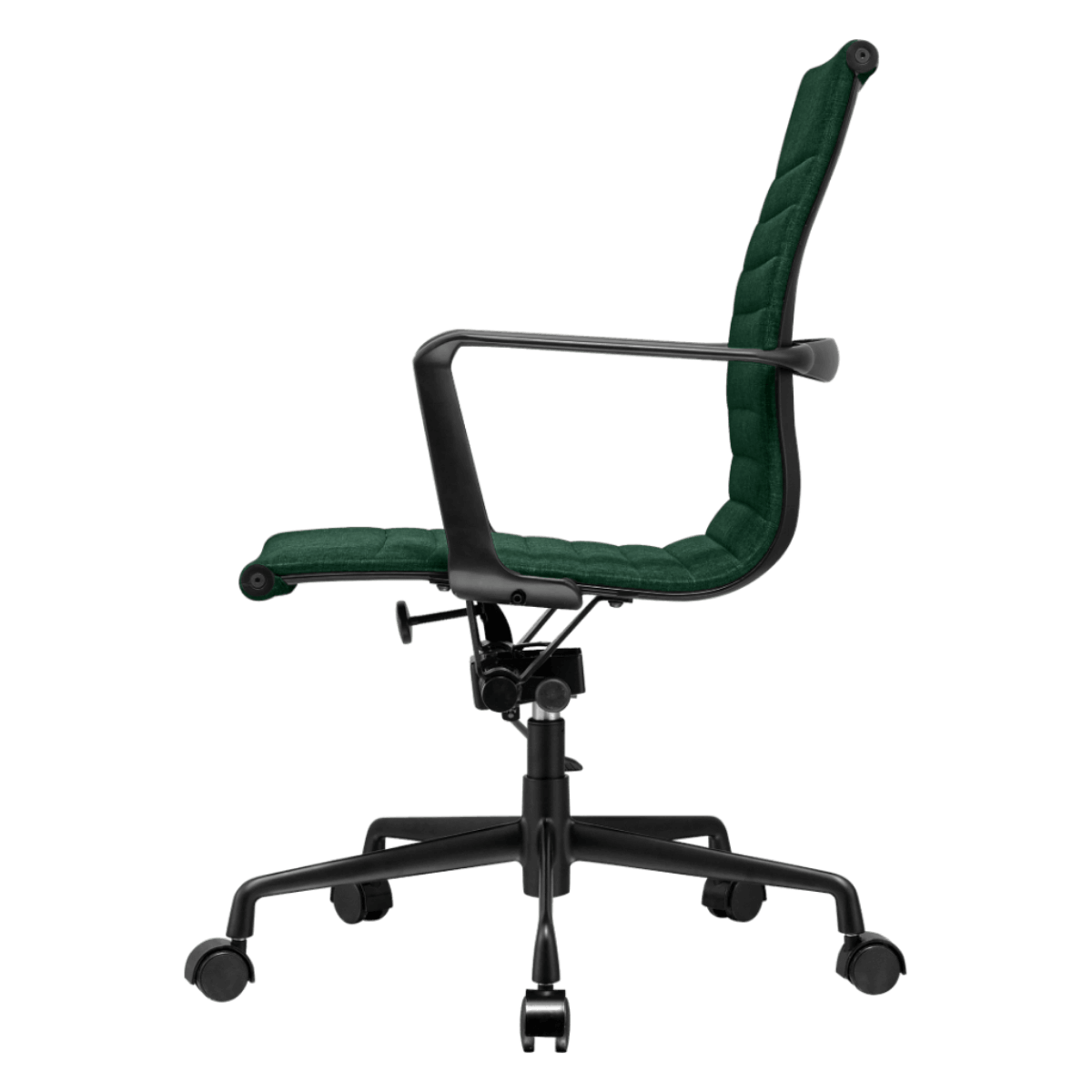 Premium Lowback Ribbed Office Chair Grünes Leinen Schwarzer Rahmen 2