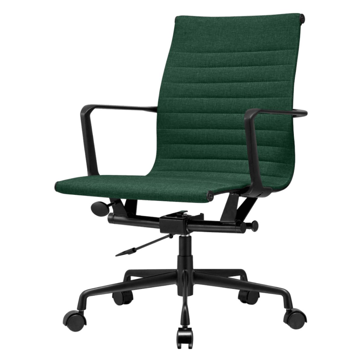 Premium Lowback Ribbed Office Chair Grünes Leinen Schwarzer Rahmen