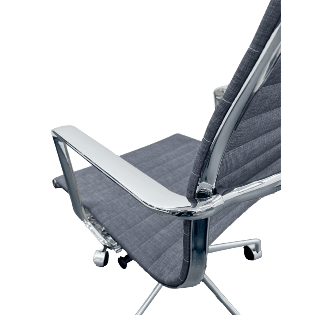 Premium Lowback Ribbed Office Chair Grey Linen Chrome Frame 9