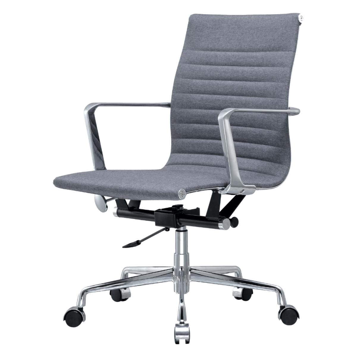 Premium Lowback Ribbed Office Chair Grey Linen Chrome Frame