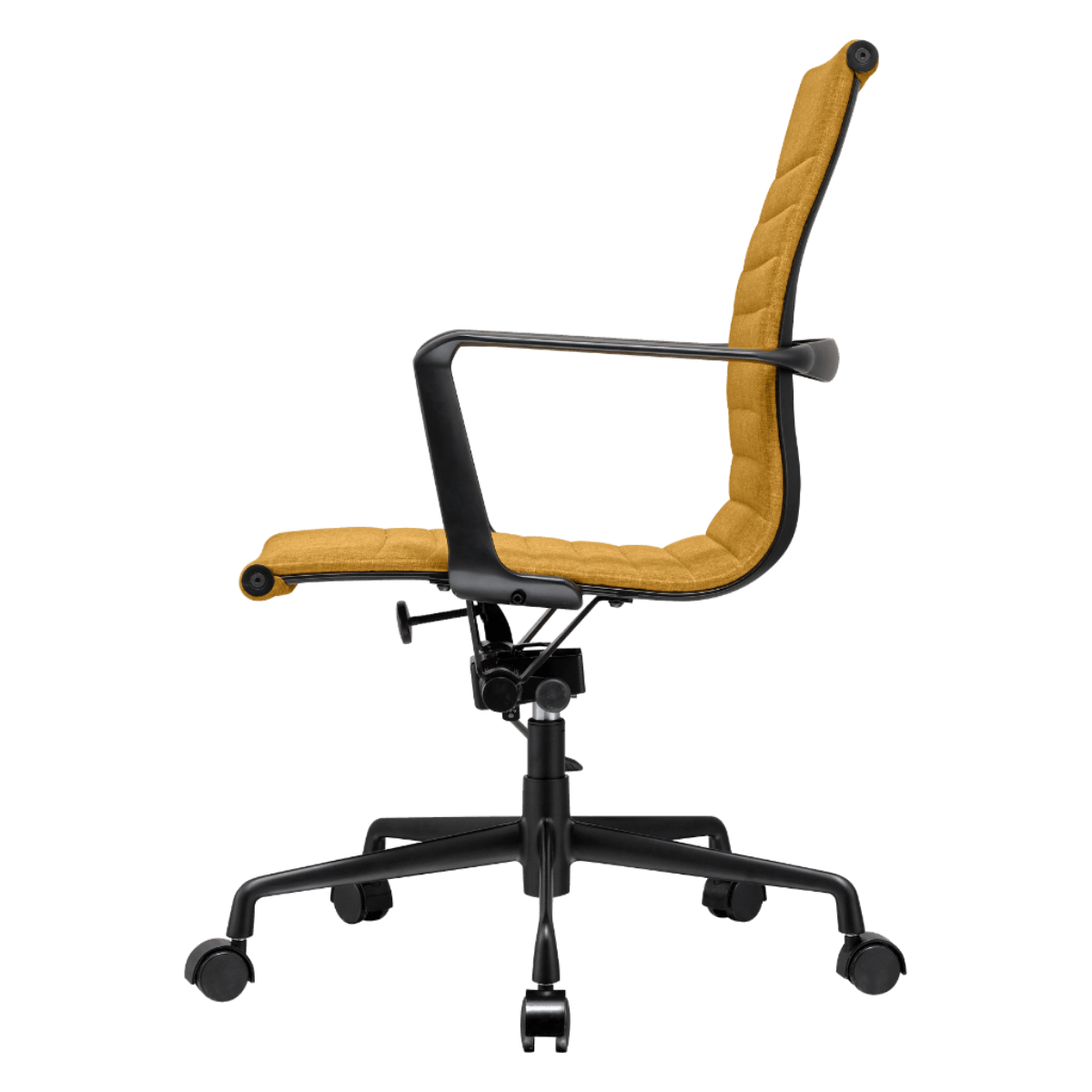 Premium Lowback Ribbed Bürostuhl Oker Leinen Schwarz Gestell 2