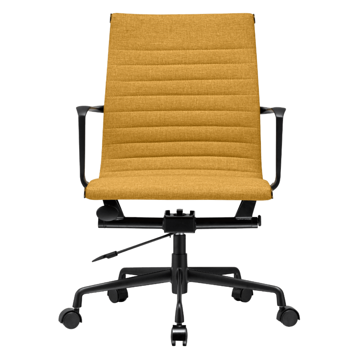 Premium Lowback Ribbed Bürostuhl Oker Leinen Schwarz Gestell 5