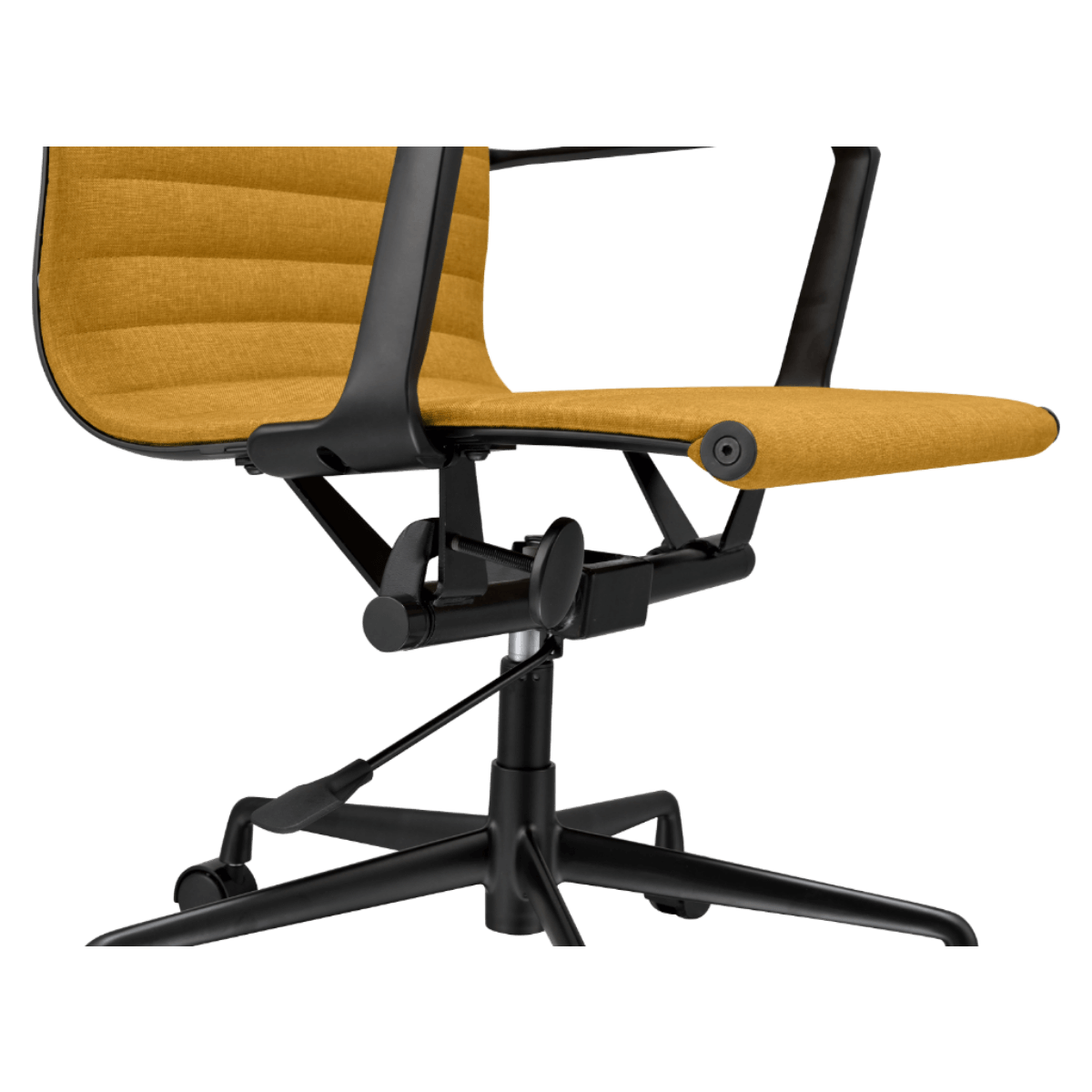 Premium Lowback Ribbed Bürostuhl Oker Leinen Schwarz Gestell 7