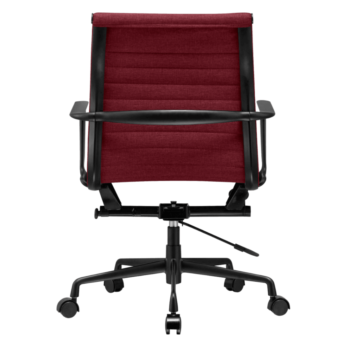 Premium Lowback Ribbed Office Chair Red Linen Black Frame 4