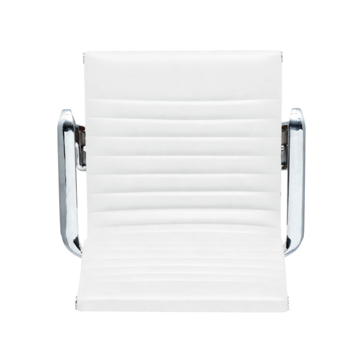 Premium Lowback Ribbed Office Chair White Leather Chrome Frame 11